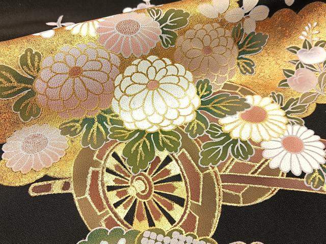 平和屋着物■豪華黒留袖 渡橋花車文 金彩 正絹 逸品 BAAW9764hj