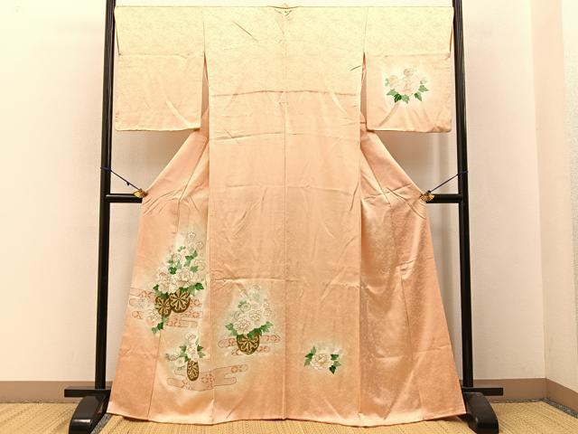 平和屋着物●訪問着　駒刺繍　牡丹花文　暈し染め　金彩　正絹　逸品　CABE2943yc 平和屋着物○創業460年・千總 訪問着 駒刺繍 吉祥花文 暈し染め 金彩