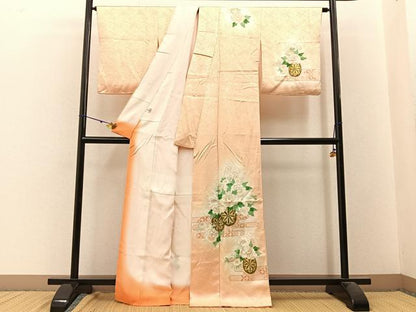 平和屋着物■訪問着 刺繍 源氏車牡丹花文 暈し染め 金彩 やまと誂製 正絹 逸品 BAAW9765hj