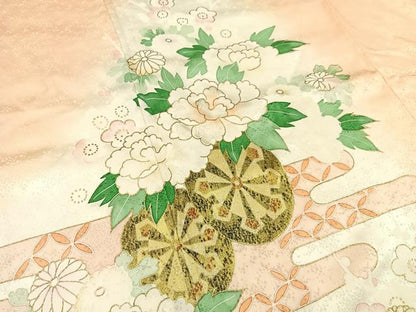 平和屋着物■訪問着 刺繍 源氏車牡丹花文 暈し染め 金彩 やまと誂製 正絹 逸品 BAAW9765hj