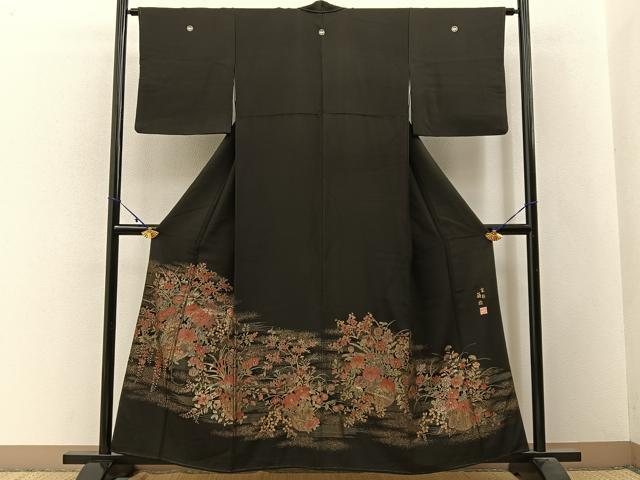 平和屋着物■豪華黒留袖 作家物 蒔絵 金彩 正絹 逸品 BAAW9766hj