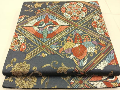平和屋着物◎六通柄袋帯 唐織 雲取典雅文 金糸 正絹 逸品 BAAW9775hj