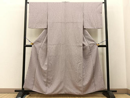 平和屋着物■上質な小紋　杢目文様　鬼しぼ縮緬　正絹　逸品　BAAW9780hj