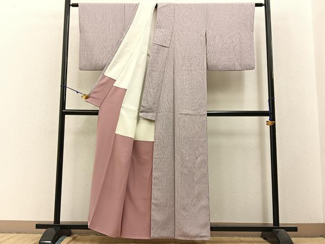 平和屋着物■上質な小紋　杢目文様　鬼しぼ縮緬　正絹　逸品　BAAW9780hj