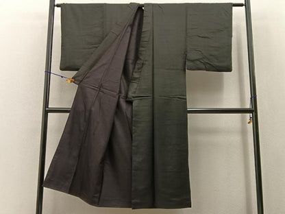 平和屋着物■男性　黒紋付　紬地　正絹　逸品　BAAW9782hj