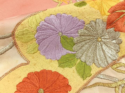 平和屋着物■豪華振袖　総刺繍　駒刺繍　松花文　暈し染め　金銀糸　正絹　逸品　BAAW9783hj