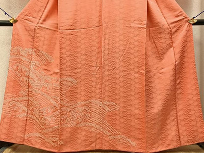 平和屋着物■訪問着　絞り　立波文　正絹　逸品　BAAW9787hj