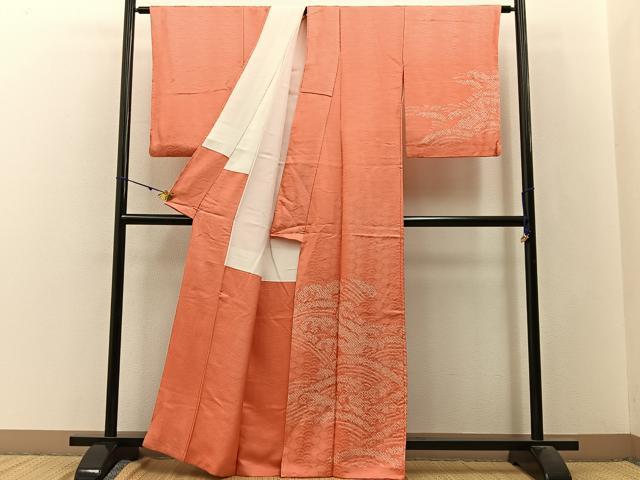 平和屋着物■訪問着　絞り　立波文　正絹　逸品　BAAW9787hj