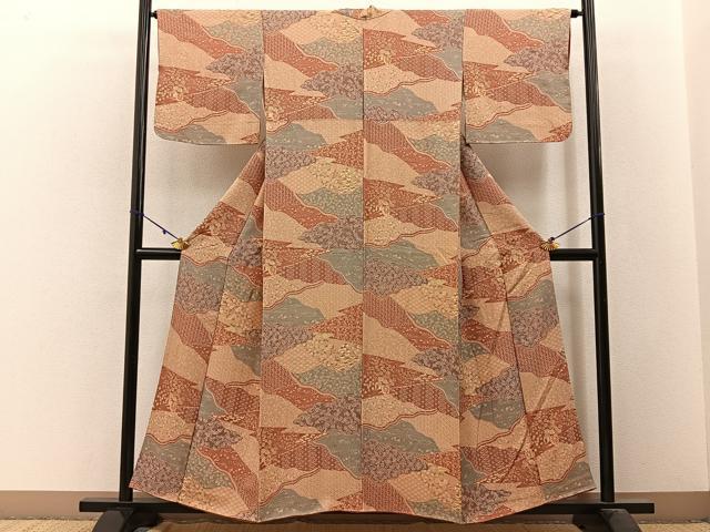 平和屋着物■上質な小紋 花鳥文 金彩 正絹 逸品 BAAW9788hj
