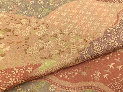 平和屋着物■上質な小紋 花鳥文 金彩 正絹 逸品 BAAW9788hj