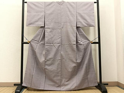 平和屋着物■上質な紬　めがね織　横段文　正絹　逸品　BAAW9790hj