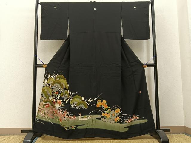 平和屋着物■豪華黒留袖　作家物　花鳥文　金彩　正絹　逸品　BAAW9791hj