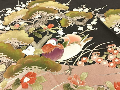 平和屋着物■豪華黒留袖　作家物　花鳥文　金彩　正絹　逸品　BAAW9791hj