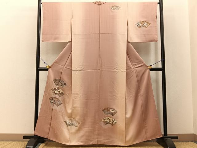 平和屋着物■訪問着　松竹梅　飛鶴地紙花文　暈し染め　金銀彩　正絹　逸品　BAAW9795hj