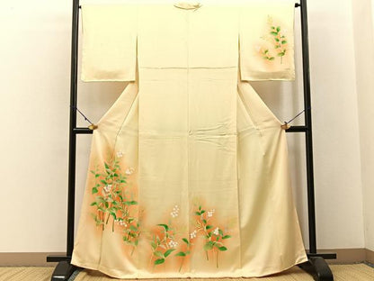 平和屋着物■訪問着　手描き　草花文　暈し染め　正絹　逸品　BAAW9800hj