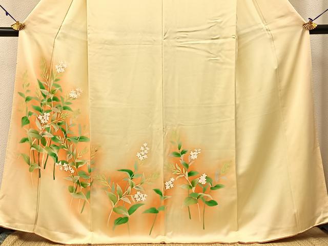 平和屋着物■訪問着　手描き　草花文　暈し染め　正絹　逸品　BAAW9800hj