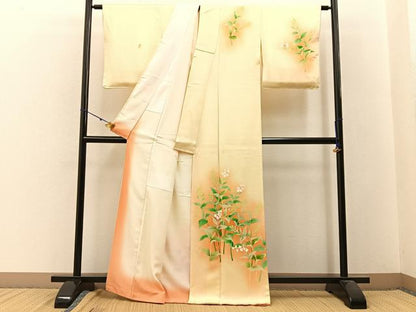 平和屋着物■訪問着　手描き　草花文　暈し染め　正絹　逸品　BAAW9800hj