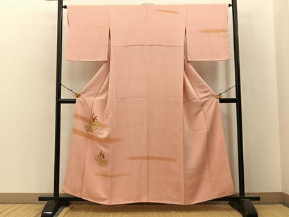 平和屋着物■訪問着　竹屋町刺繍　草花文　金糸　正絹　逸品　未使用　BAAW9801hj