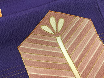 平和屋着物■訪問着　駒刺繍　亀甲若松葉文　金彩　ロング丈　正絹　逸品　BAAW9802hj