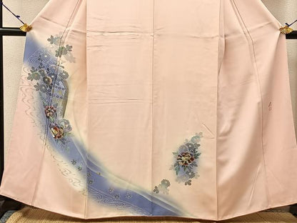 平和屋着物■染織作家　染織デザイナー　大島明　訪問着　流水花文　暈し染め　金銀彩　正絹　逸品　BAAW9806hj