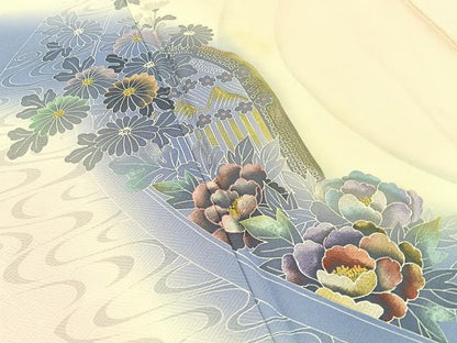 平和屋着物■染織作家　染織デザイナー　大島明　訪問着　流水花文　暈し染め　金銀彩　正絹　逸品　BAAW9806hj