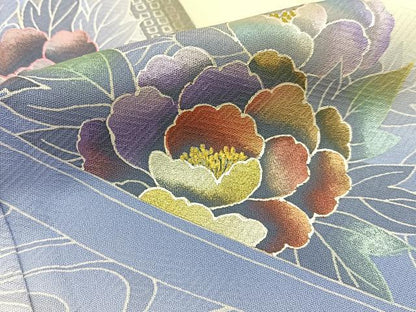 平和屋着物■染織作家　染織デザイナー　大島明　訪問着　流水花文　暈し染め　金銀彩　正絹　逸品　BAAW9806hj