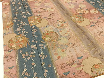 平和屋着物■上質な小紋　鳳凰雪輪花文　暈し染め　金彩　正絹　逸品　BAAW9809hj