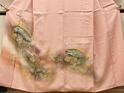 平和屋着物■訪問着　飛鶴地紙花文　暈し染め　金銀彩　正絹　逸品　BAAW9810hj