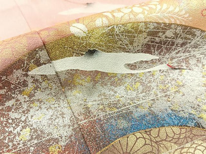 平和屋着物■訪問着　飛鶴地紙花文　暈し染め　金銀彩　正絹　逸品　BAAW9810hj