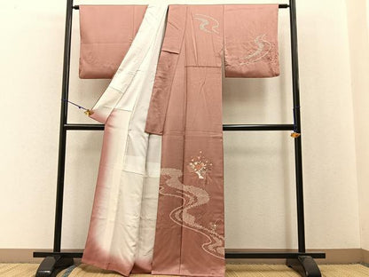 平和屋着物■訪問着　絞り　刺繍　扇面花文　正絹　逸品　BAAW9817hj