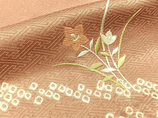 平和屋着物■訪問着　絞り　刺繍　扇面花文　正絹　逸品　BAAW9817hj