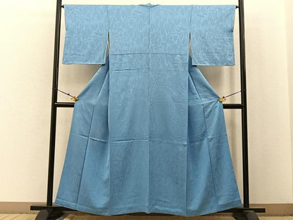 平和屋着物■上質な色無地　樹林地紋　浅縹色　正絹　逸品　BAAW9818hj
