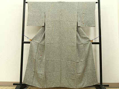 平和屋着物■訪問着　刺繍　紐文　たたき染め　黒地　金彩　正絹　逸品　BAAW9821hj