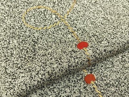 平和屋着物■訪問着　刺繍　紐文　たたき染め　黒地　金彩　正絹　逸品　BAAW9821hj