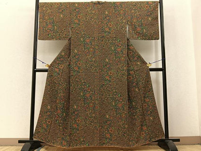 平和屋着物■上質な小紋　更紗花鳥文　正絹　逸品　BAAW9833hj
