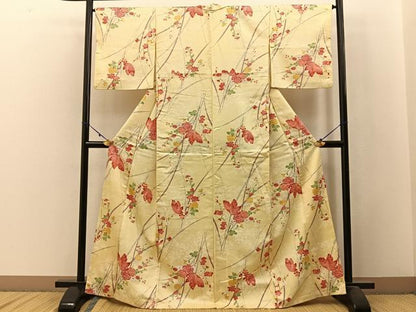 平和屋着物■上質な小紋 花蝶文 正絹 逸品 BAAW9835hj