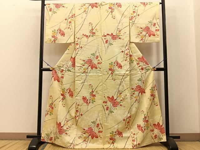 平和屋着物■上質な小紋 花蝶文 正絹 逸品 BAAW9835hj