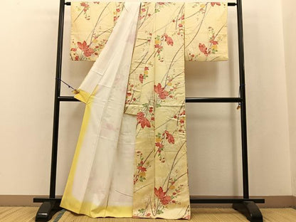 平和屋着物■上質な小紋 花蝶文 正絹 逸品 BAAW9835hj