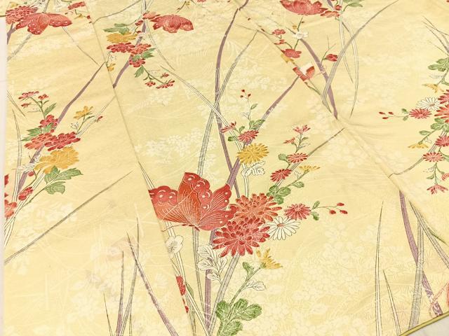 平和屋着物■上質な小紋 花蝶文 正絹 逸品 BAAW9835hj