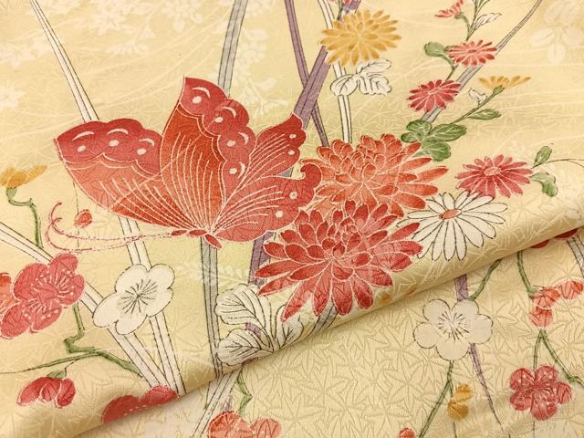 平和屋着物■上質な小紋 花蝶文 正絹 逸品 BAAW9835hj