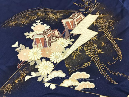 平和屋着物■訪問着 御所車花鳥文 金彩 正絹 逸品 BAAW9837hj