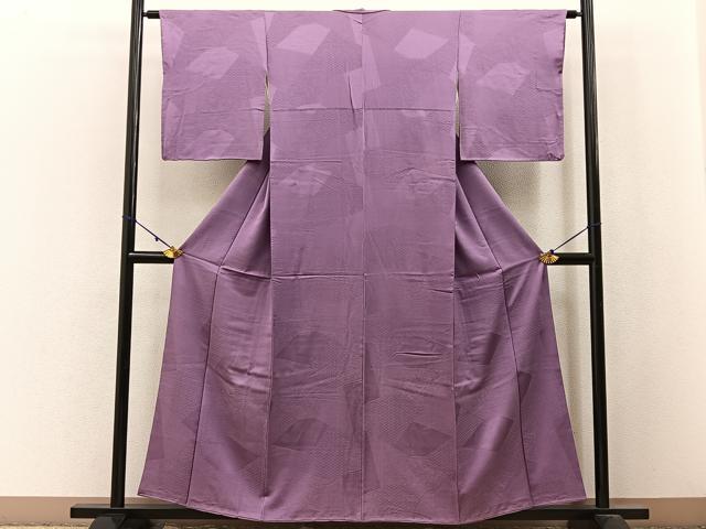 平和屋着物■上質な色無地 切嵌地紋 浅紫色 正絹 逸品 BAAW9848hj