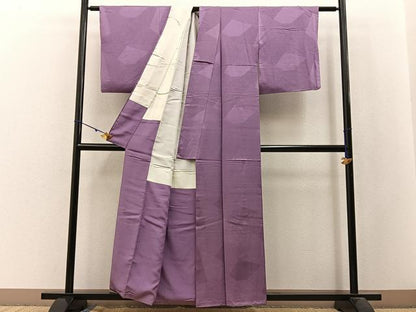 平和屋着物■上質な色無地 切嵌地紋 浅紫色 正絹 逸品 BAAW9848hj