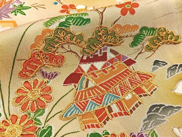平和屋着物■豪華黒留袖 駒刺繍 色紙重ね御所解文 金彩 正絹 逸品 BAAW9849hj