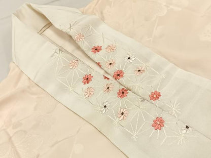 平和屋着物■長襦袢 袷 絞り 枝梅文 半衿刺繍 正絹 逸品 BAAW9850hj