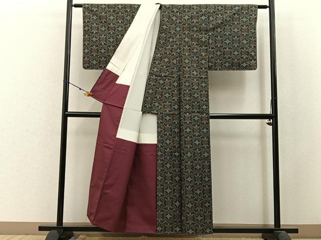 平和屋着物■本場村山大島紬 吉祥花文 正絹 逸品 未使用 BAAW9852hj