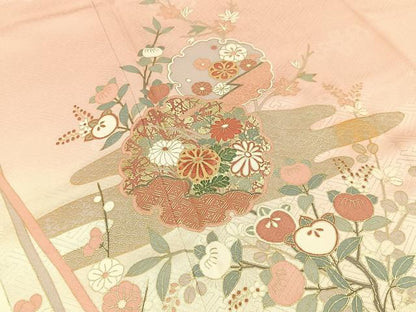 平和屋着物■訪問着 刺繍 雪輪花文 暈し染め 金彩 正絹 逸品 BAAW9855hj
