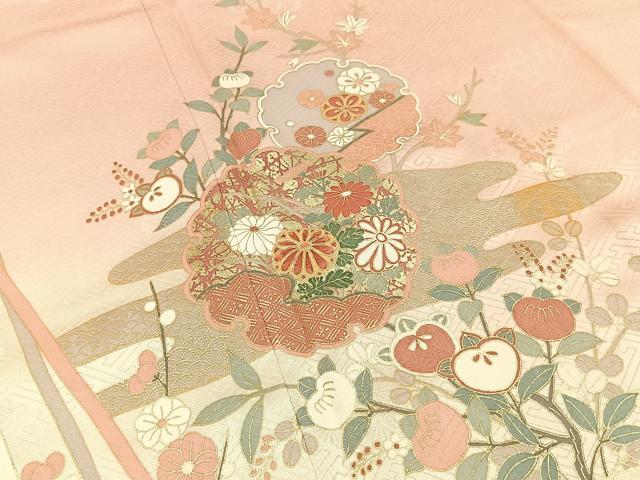 平和屋着物■訪問着 刺繍 雪輪花文 暈し染め 金彩 正絹 逸品 BAAW9855hj