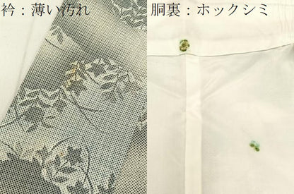 平和屋着物■上質な紬　花蝶文　正絹　逸品　BAAW9857hj
