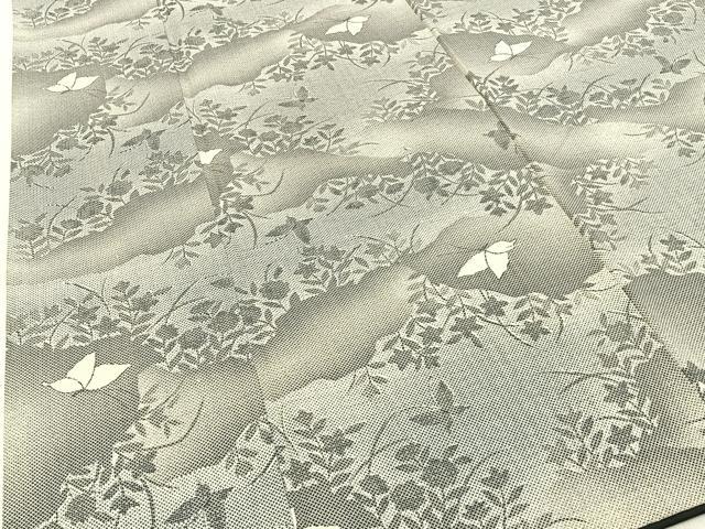 平和屋着物■上質な紬　花蝶文　正絹　逸品　BAAW9857hj